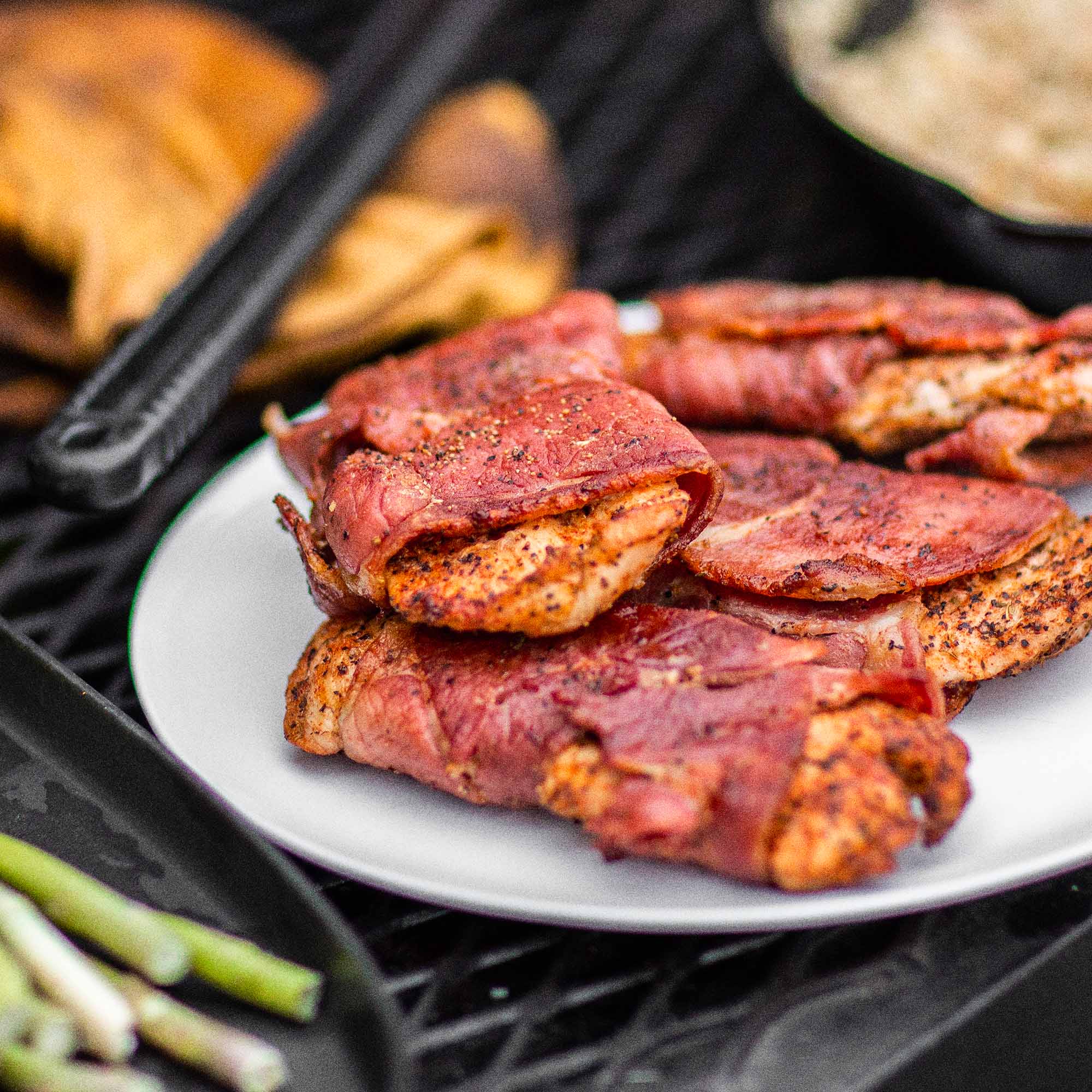 Grilled Chicken Wrapped in Country Ham