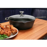 DEEP SKILLET - CAROKINA COOKER PRE-SEASONED CAST IRON DEEP SKILLET WITH GLASS LID - 12"