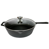 DEEP SKILLET - CAROKINA COOKER PRE-SEASONED CAST IRON DEEP SKILLET WITH GLASS LID - 12"