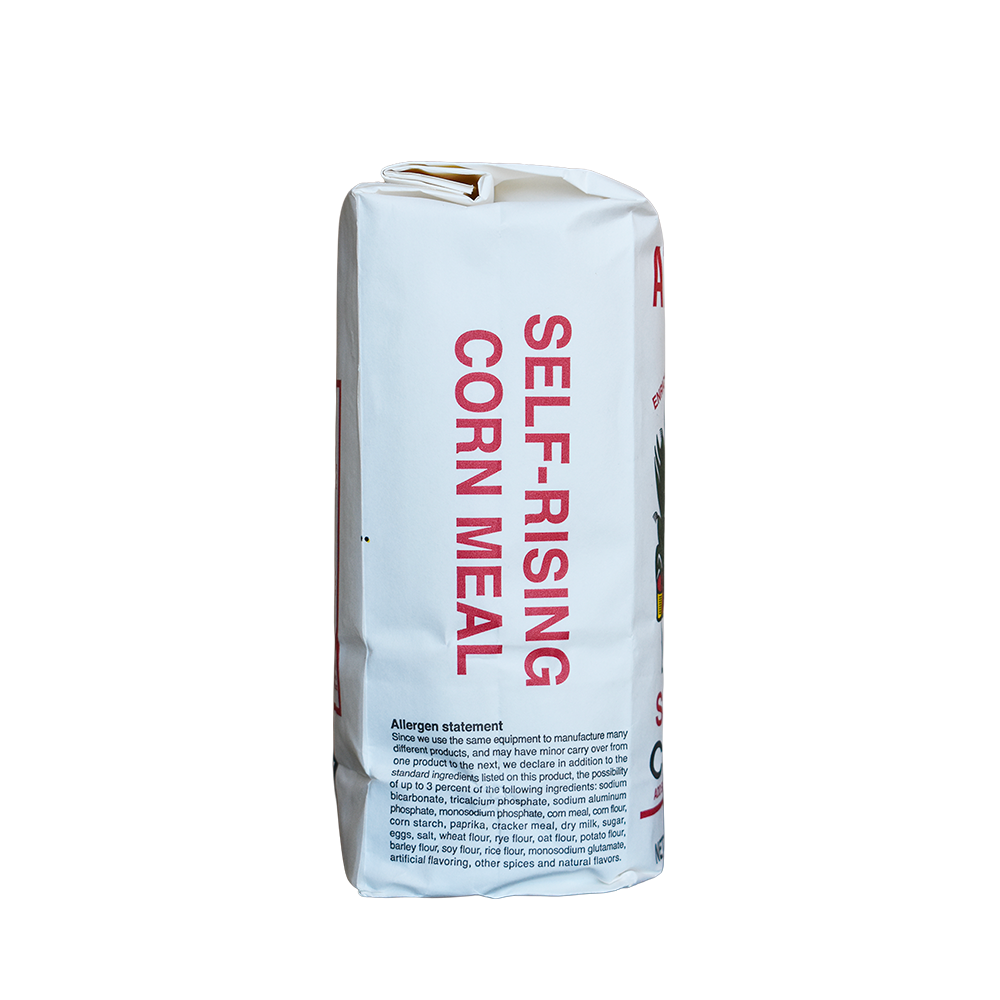Atkinson's stone ground white self-rising corn meal 2 lb. bag.