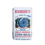 Atkinson's stone ground white self-rising corn meal 2 lb. bag.