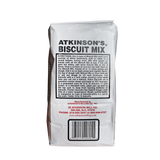 Atkinson's Biscuit Mix packaging with text and barcode on a white background.