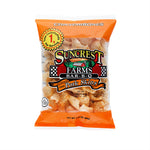 Bag of Suncrest Farms Bar-B-Q Fried Pork Skins on a white background.