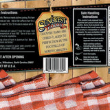 Suncrest Farms country ham packaging with label and checkered cloth and nutritional facts.