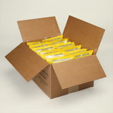 Open cardboard box with 8 packages of Suncrest Farms original pork skins inside on a light gray background.