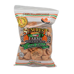Suncrest Farms Pork Skins Salsa & Sour Cream flavor on white background.
