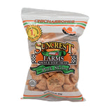Suncrest Farms Pork Skins Salsa & Sour Cream flavor on white background.