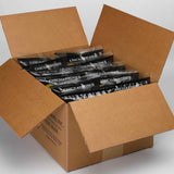 Open cardboard box containing 8 bags of Suncrest Farms Salt & Pepper Pork Skins. 