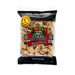 Bag of Suncrest Farms salt & pepper pork skins on a white background.